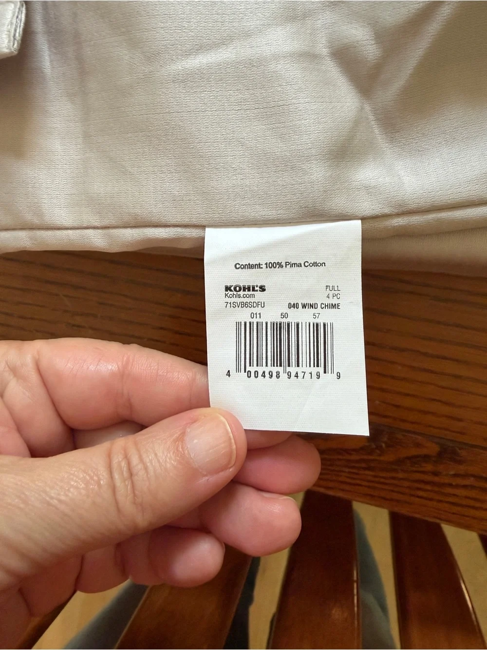 Vera Wang 100% Pima Cotton Flat Sheet Full/Queen Wind Chime NWT